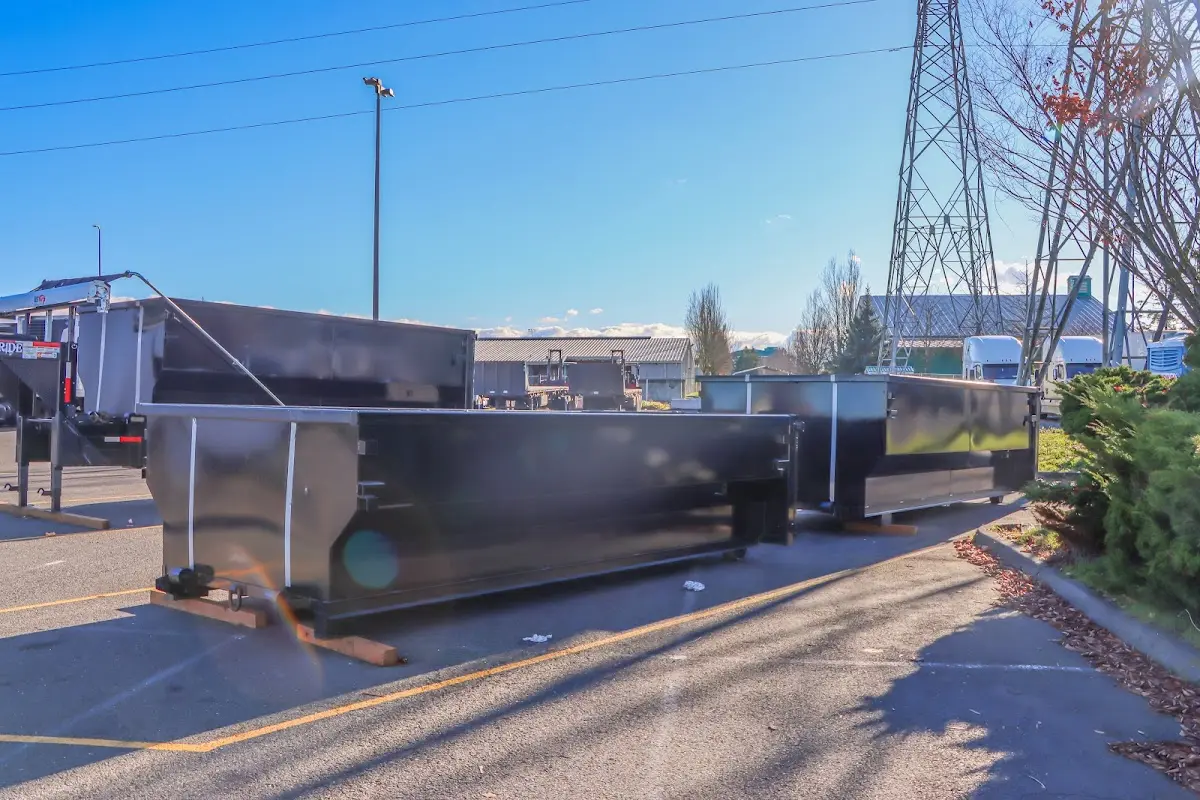 Roll-off dumpster ready for waste disposal at job site for Construction Dumpster Rental in Pekin